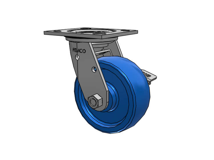 E-line Stainless Steel Sealed Swivel Caster with 5 x 2 Solid Polyurethane K Wheel and Tread Lock Brake