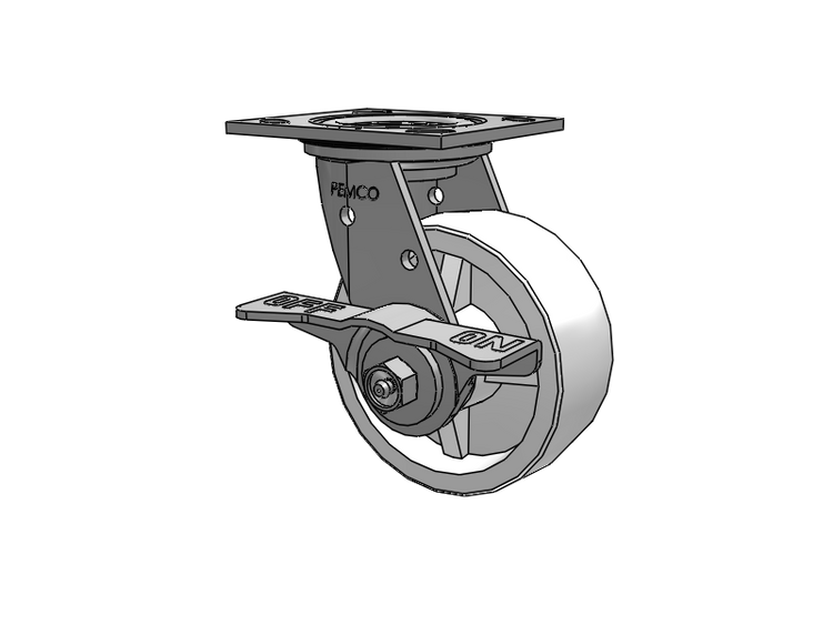 E-line Stainless Steel Sealed Swivel Caster with 5 x 2 Retort Hi-Temp Wheel and 5 Inch Cam Brake