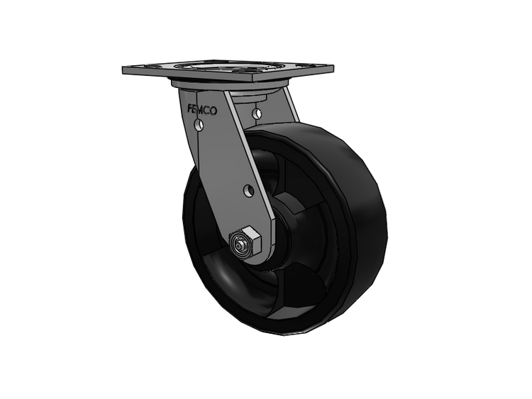 E-line Stainless Steel Sealed Swivel Caster with 6 x 2 High-Temp Nylon Wheel