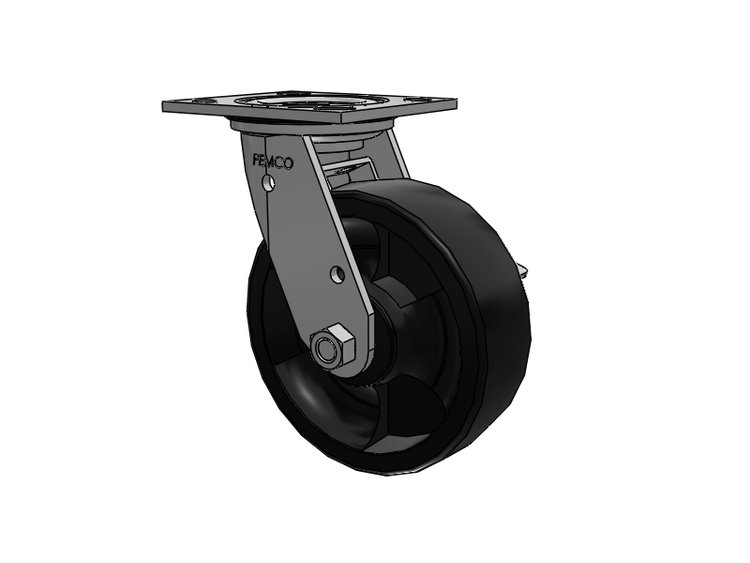 E-line Stainless Steel Sealed Swivel Caster with 6 x 2 High-Temp Nylon Wheel and Tread Lock Brake