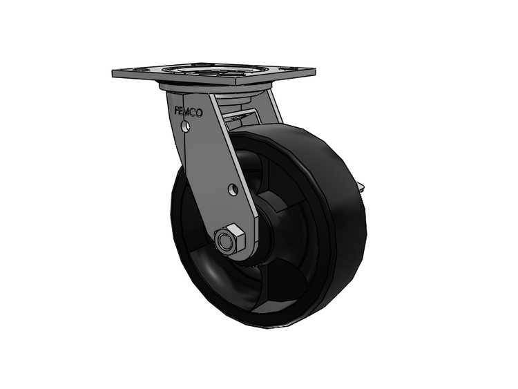 E-line Stainless Steel Sealed Swivel Caster with 6 x 2 High-Temp Nylon Wheel and Tread Lock Brake