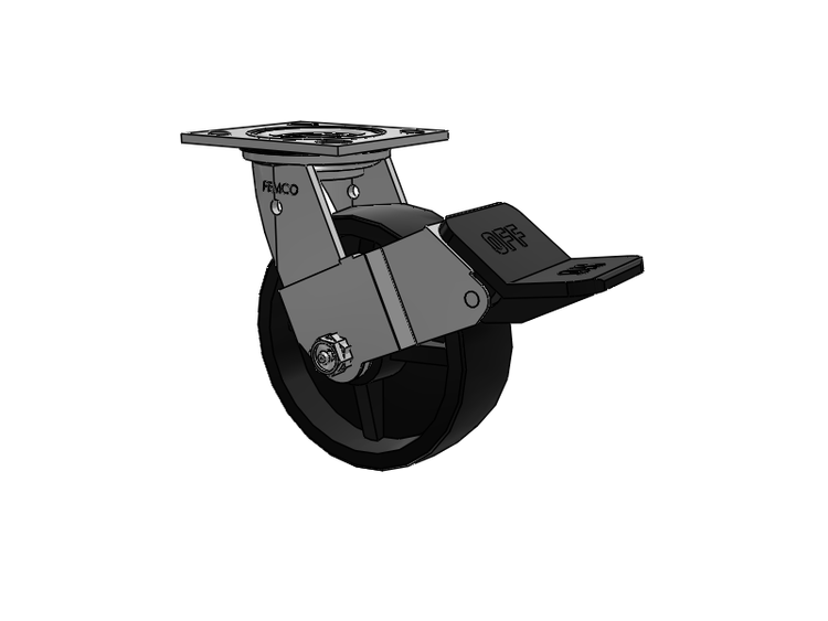E-line Stainless Steel Sealed Swivel Caster with 6 x 2 Polypropylene HD Wheel and Wheel Face Brake