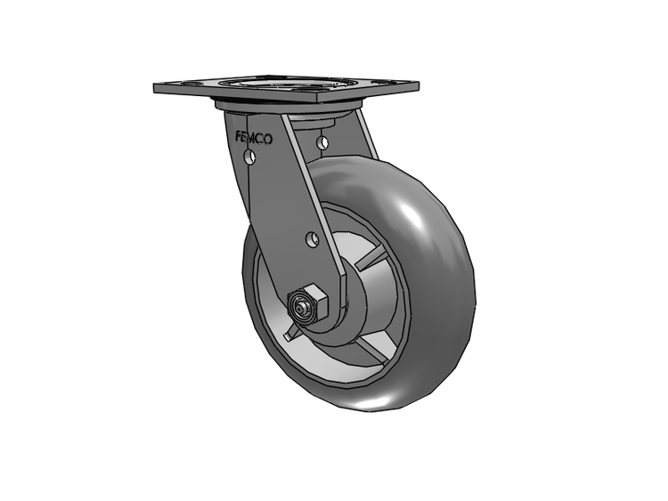 E-line Stainless Steel Sealed Swivel Caster with 6 x 2 Thermo-Rubber (Donut) Wheel