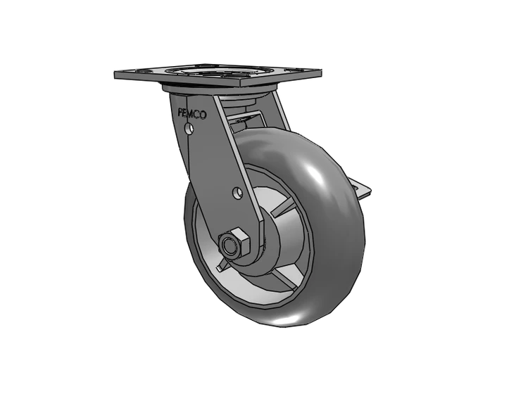 E-line Stainless Steel Sealed Swivel Caster with 6 x 2 Thermo-Rubber (Donut) Wheel and Tread Lock Brake