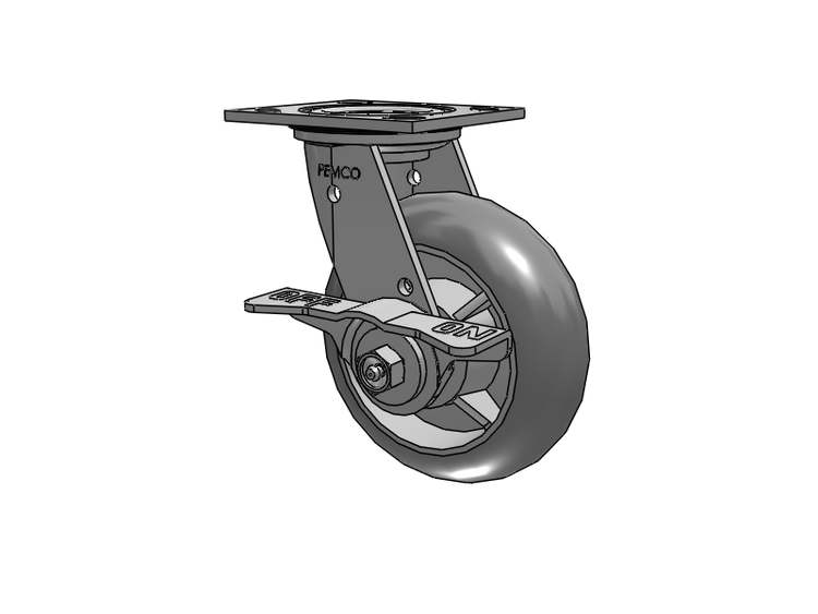 E-line Stainless Steel Sealed Swivel Caster with 6 x 2 Thermo-Rubber (Donut) Wheel and 5 Inch Cam Brake