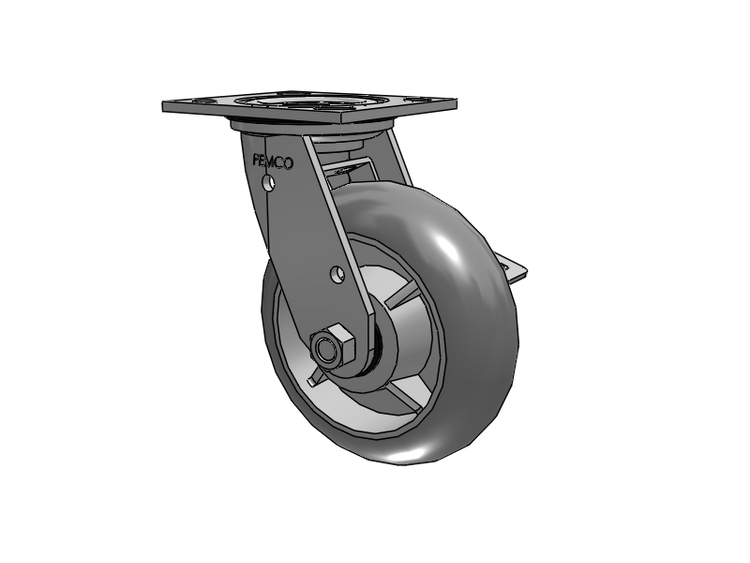 E-line Stainless Steel Sealed Swivel Caster with 6 x 2 Thermo-Rubber (Donut) Wheel and Tread Lock Brake