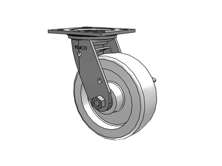 E-line Stainless Steel Sealed Swivel Caster with 6 x 2 White Nylon Wheel and Tread Lock Brake