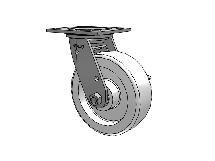 E-line Stainless Steel Sealed Swivel Caster with 6 x 2 White Nylon Wheel and Tread Lock Brake