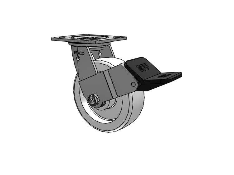 E-line Stainless Steel Sealed Swivel Caster with 6 x 2 White Nylon Wheel and Wheel Face Brake