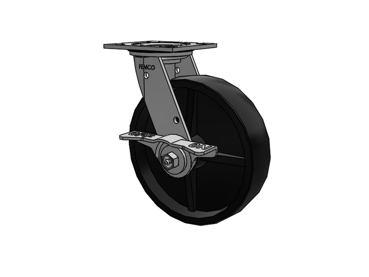 E-line Stainless Steel Sealed Swivel Caster with 8 x 2 Polypropylene HD Wheel and 5 Inch Cam Brake