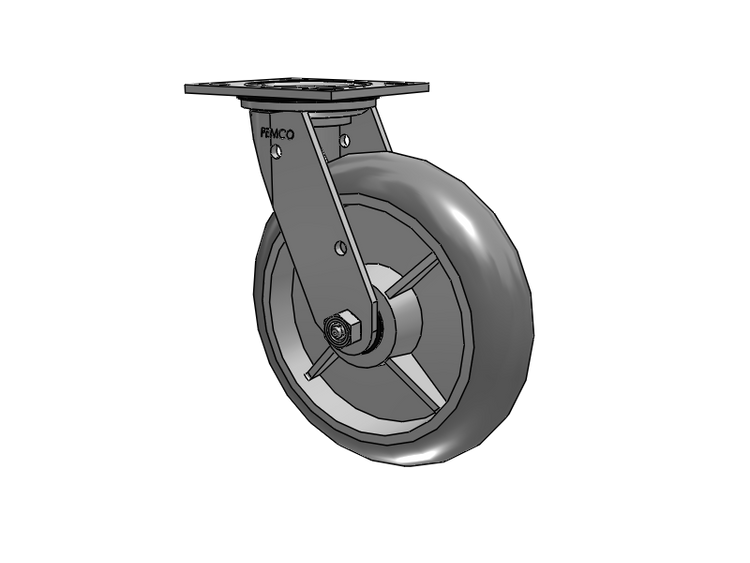 E-line Stainless Steel Sealed Swivel Caster with 8 x 2 Thermo-Rubber (Donut) Wheel