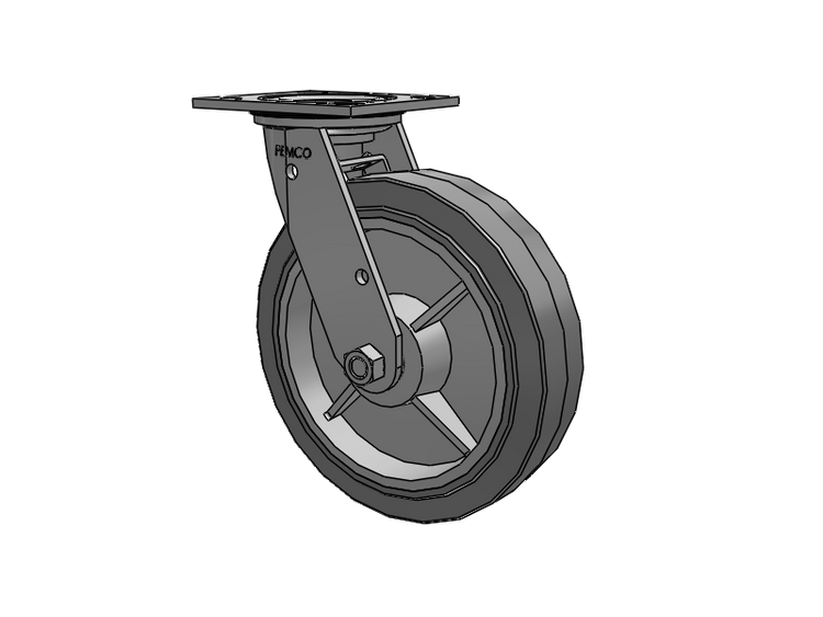 E-line Stainless Steel Sealed Swivel Caster with 8 x 2 Thermo-Rubber (Flat) Wheel and Tread Lock Brake