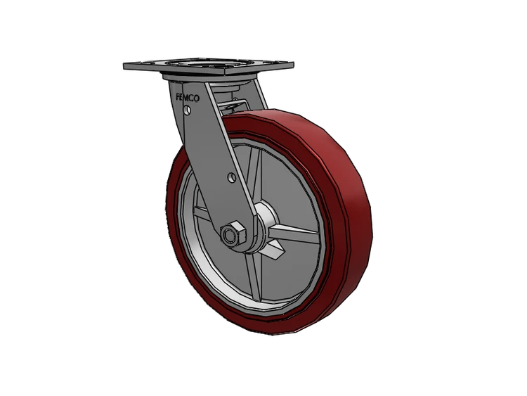 E-line Stainless Steel Sealed Swivel Caster with 8 x 2 Thermo-Urethane (Maroon/Grey Wheel and Tread Lock Brake