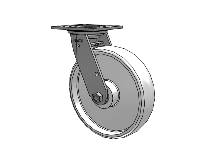 E-line Stainless Steel Sealed Swivel Caster with 8 x 2 White Nylon Wheel and Tread Lock Brake