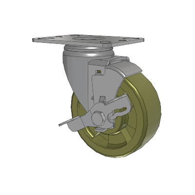 Heatwave Top Plate Swivel Caster with 4 x 1.5 Wheel and Side Brake