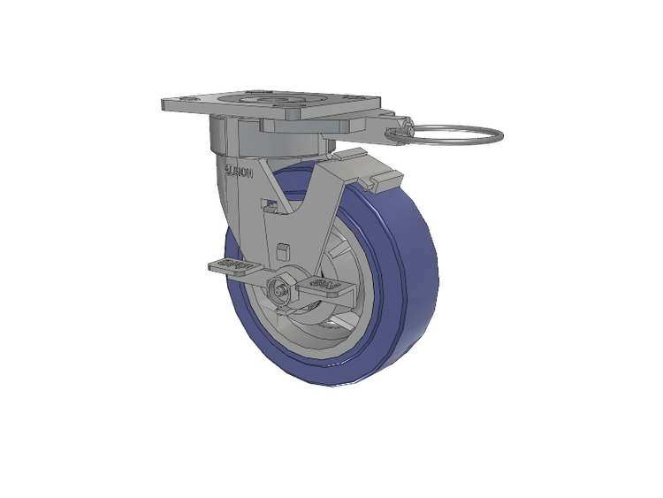 18 Series Top Plate Swivel Caster with 6 x 2 Blue HF - HydroTech (Flat) Wheel and Face Brake