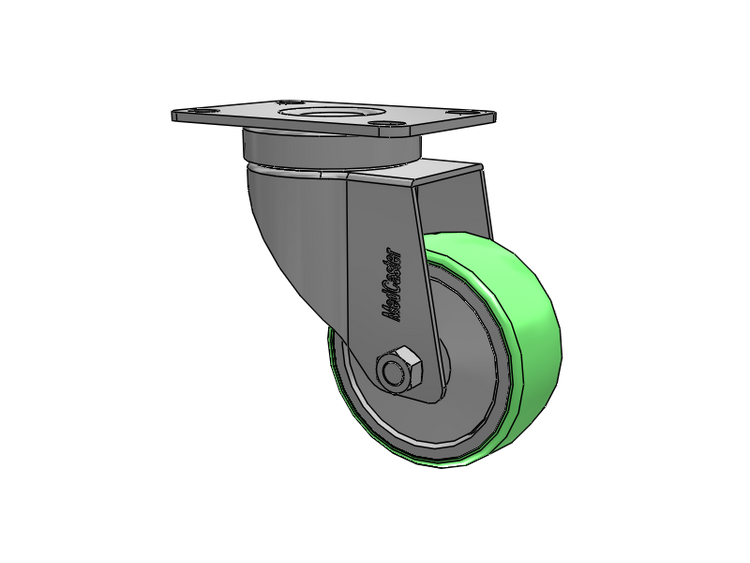 Stainless Steel Hospital Top Plate Swivel Caster with 3 x 1.25 Antimicrobial Rubber Wheel