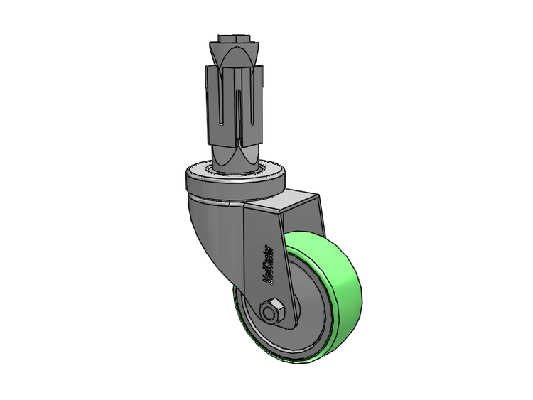 Stainless Steel Hospital Square Nylon Expanding Adapters Caster with 3 x 1.25 Antimicrobial Rubber Wheel