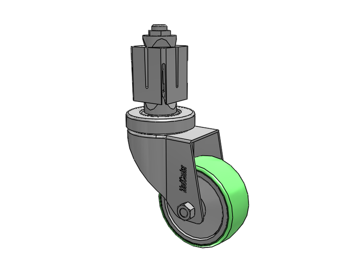 Stainless Steel Hospital Square Nylon Expanding Adapters Caster with 3 x 1.25 Antimicrobial Rubber Wheel