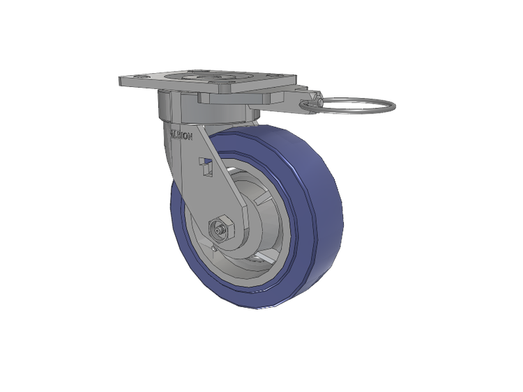 18 Series Top Plate Swivel Caster with 6 x 2 Blue HF - HydroTech (Flat) Wheel