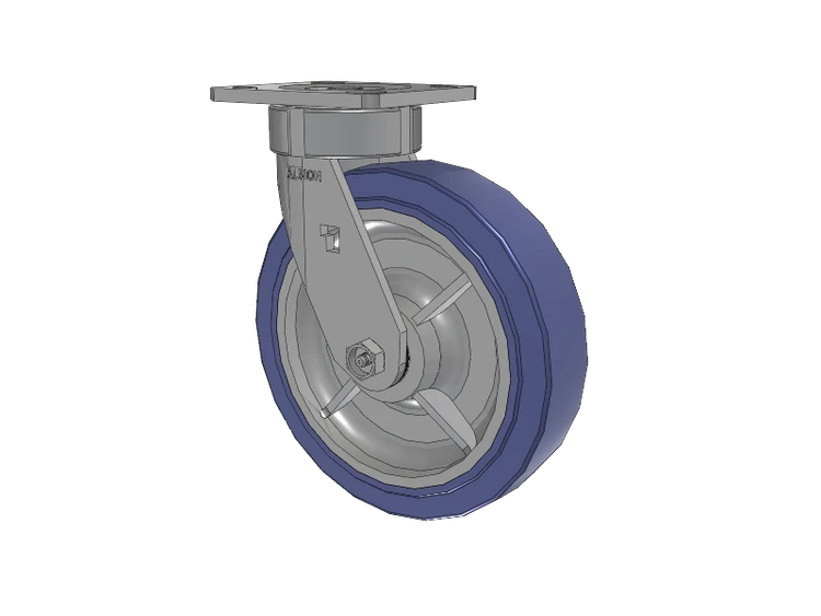 18 Series Top Plate Swivel Caster with 8 x 2 Blue HF - HydroTech (Flat) Wheel