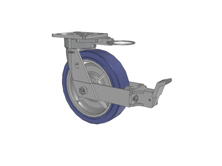 18 Series Top Plate Swivel Caster with 8 x 2 Blue HF - HydroTech (Flat) Wheel and Face Brake