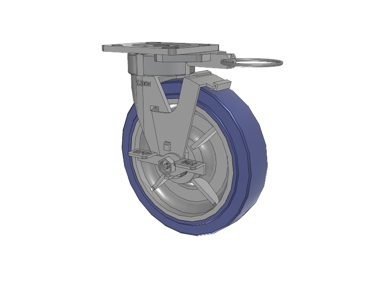 18 Series Top Plate Swivel Caster with 8 x 2 Blue HF - HydroTech (Flat) Wheel and Face Brake
