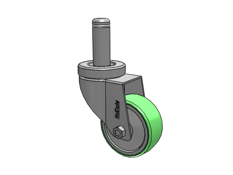 Stainless Steel Hospital Grip Ring Stem Caster with 3 x 1.25 Antimicrobial Rubber Wheel