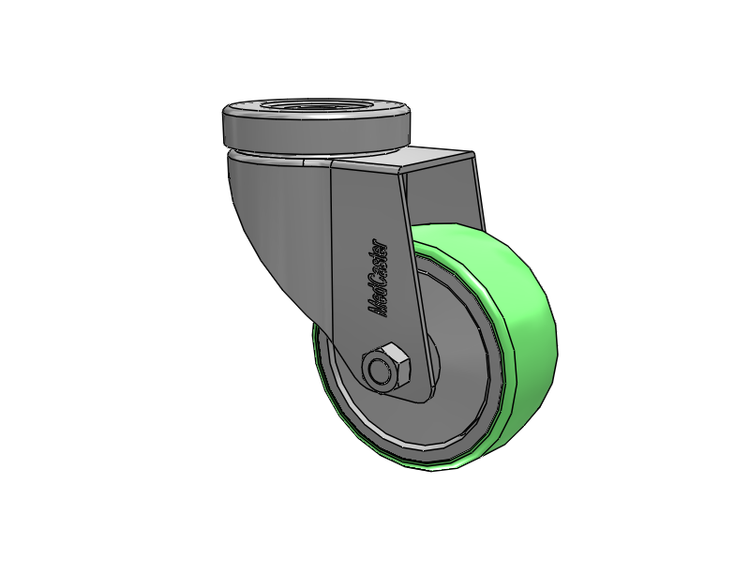 Stainless Steel Hospital Hollow Kingpin Swivel Caster with 3 x 1.25 Antimicrobial Rubber Wheel