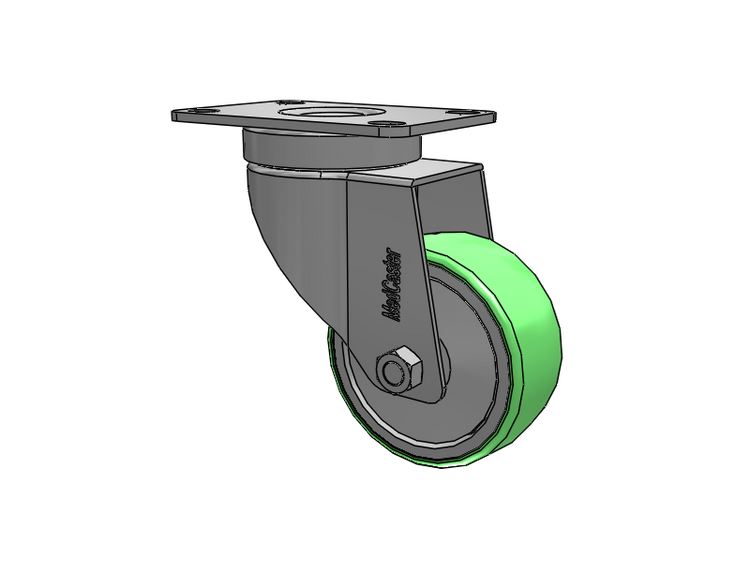 Stainless Steel Hospital Top Plate Swivel Caster with 3 x 1.25 Antimicrobial Rubber Wheel