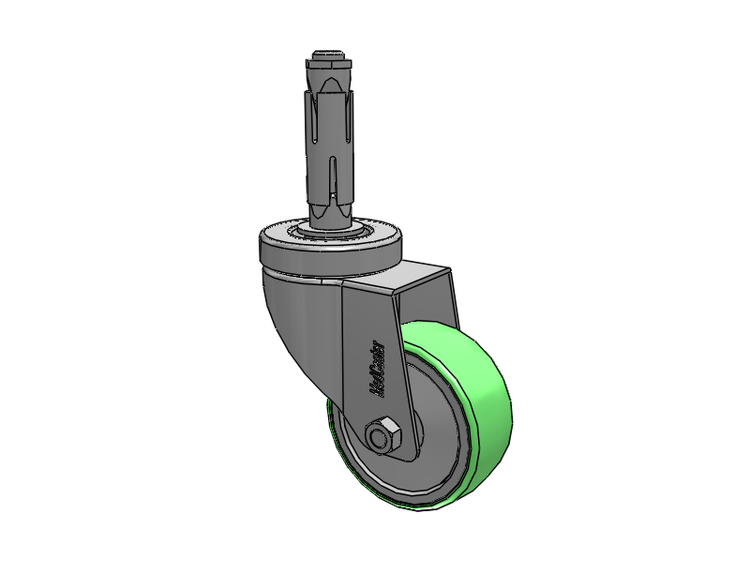 Stainless Steel Hospital Round Nylon Expanding Adapters Caster with 3 x 1.25 Antimicrobial Rubber Wheel