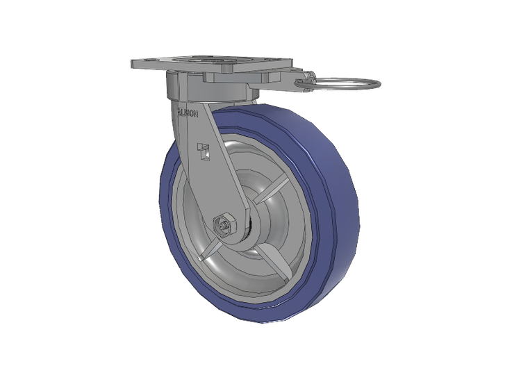 18 Series Top Plate Swivel Caster with 8 x 2 Blue HF - HydroTech (Flat) Wheel