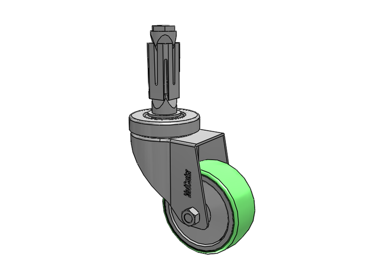 Stainless Steel Hospital Square Nylon Expanding Adapters Caster with 3 x 1.25 Antimicrobial Rubber Wheel