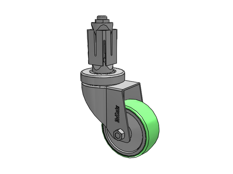Stainless Steel Hospital Square Nylon Expanding Adapters Caster with 3 x 1.25 Antimicrobial Rubber Wheel