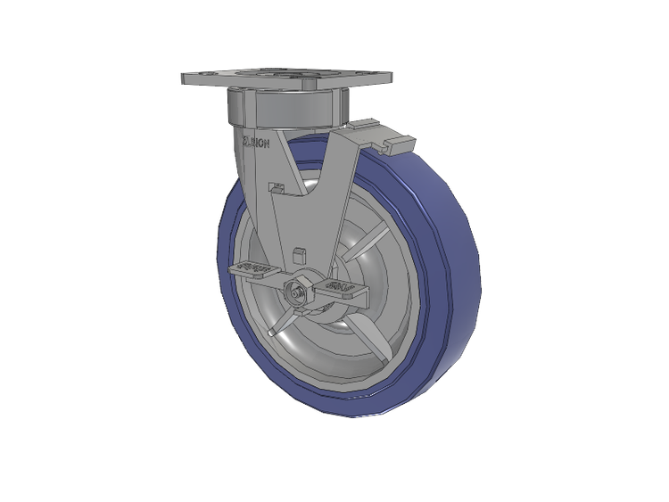 18 Series Top Plate Swivel Caster with 8 x 2 Blue HF - HydroTech (Flat) Wheel and Face Brake