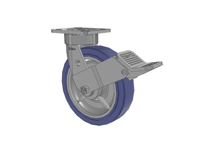 18 Series Top Plate Swivel Caster with 8 x 2 Blue HF - HydroTech (Flat) Wheel and Face Brake