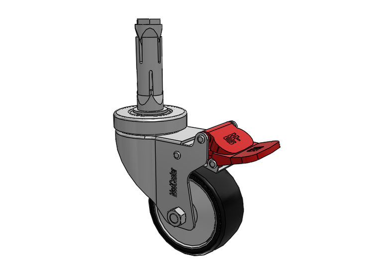 Stainless Steel Hospital Round Nylon Expanding Adapters Caster with 3 x 1.25 Polyurethane TPU Wheel Total Lock
