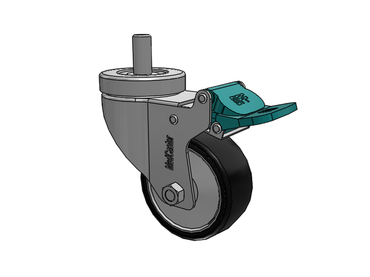 Stainless Steel Hospital Threaded Stem Caster with 3 x 1.25 Polyurethane TPU Wheel and Directional Lock Brake