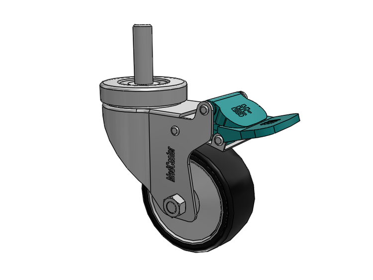 Stainless Steel Hospital Threaded Stem Caster with 3 x 1.25 Polyurethane TPU Wheel and Directional Lock Brake