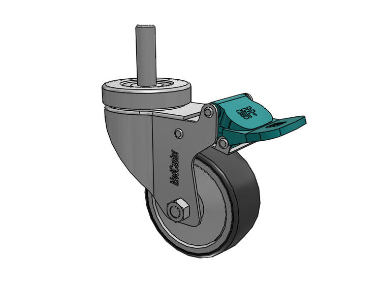 Stainless Steel Hospital Threaded Stem Caster with 3 x 1.25 Thermoplastic Rubber Wheel and Directional Lock Brake