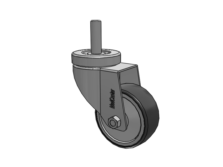 Stainless Steel Hospital Threaded Stem Caster with 3 x 1.25 Thermoplastic Rubber Wheel