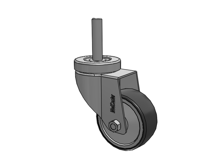 Stainless Steel Hospital Threaded Stem Caster with 3 x 1.25 Thermoplastic Rubber Wheel