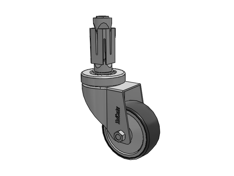 Stainless Steel Hospital Square Nylon Expanding Adapters Caster with 3 x 1.25 Thermoplastic Rubber Wheel