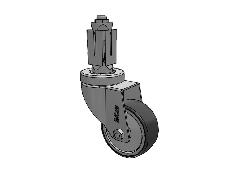Stainless Steel Hospital Square Nylon Expanding Adapters Caster with 3 x 1.25 Thermoplastic Rubber Wheel