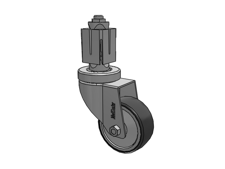 Stainless Steel Hospital Square Nylon Expanding Adapters Caster with 3 x 1.25 Thermoplastic Rubber Wheel