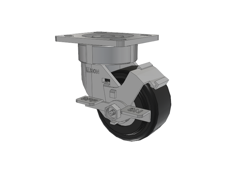 18 Series Top Plate Swivel Caster with 4 x 2 Black Polymer NX - Trionix High Impact Polymer Wheel and Face Brake