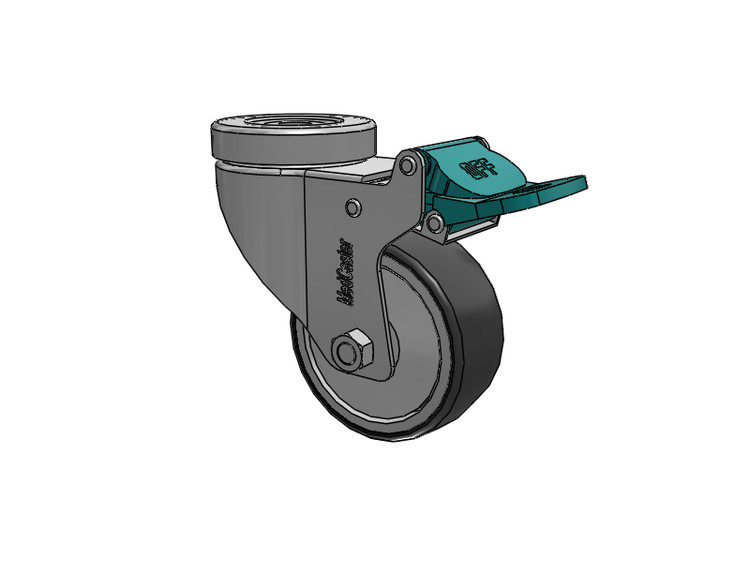 Stainless Steel Hospital Hollow Kingpin Caster with 3 x 1.25 Thermoplastic Rubber Wheel and Directional Lock Brake
