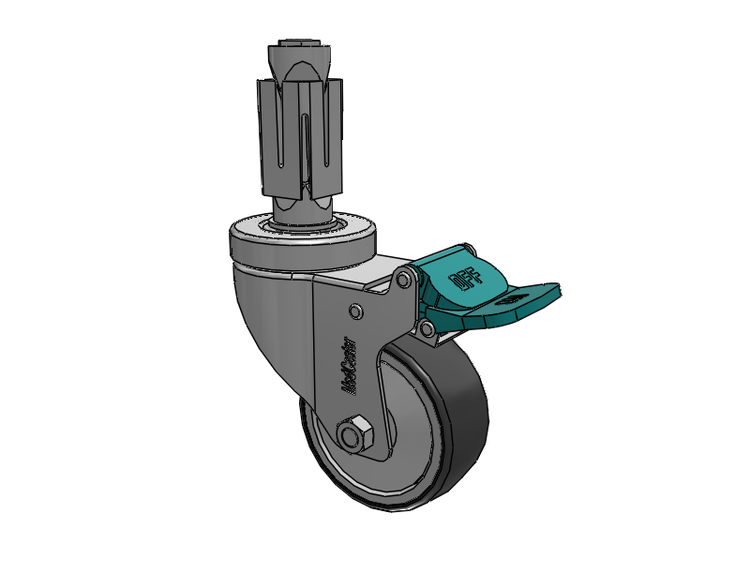Stainless Steel Hospital Square Nylon Expanding Adapters Caster with 3 x 1.25 Thermoplastic Rubber Wheel Directional Lock