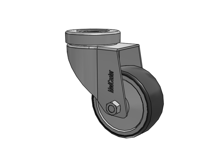 Stainless Steel Hospital Hollow Kingpin Swivel Caster with 3 x 1.25 Thermoplastic Rubber Wheel