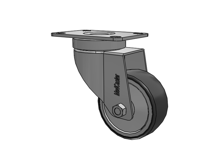 Stainless Steel Hospital Top Plate Swivel Caster with 3 x 1.25 Thermoplastic Rubber Wheel